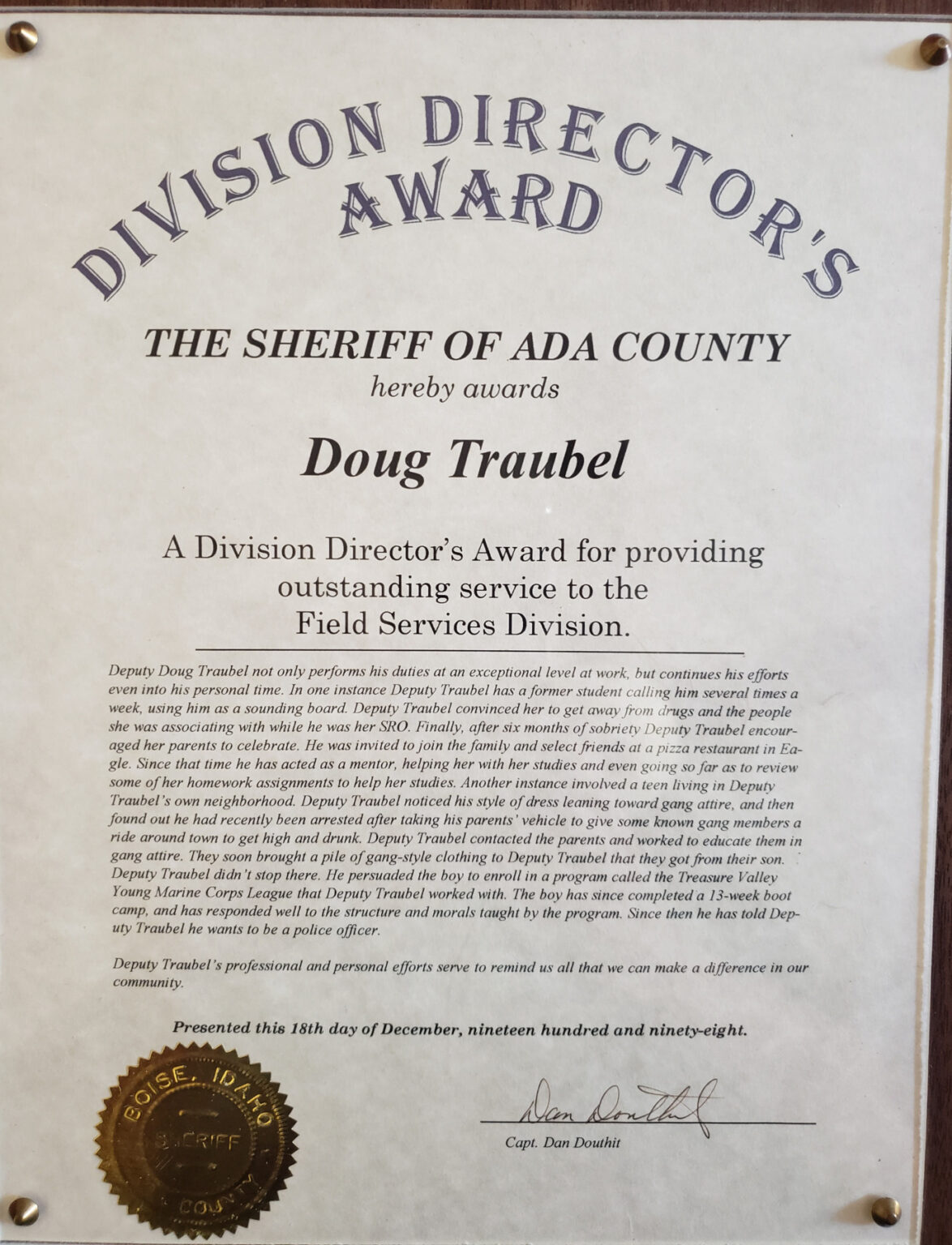 Doug Traubel for Ada County Sheriff